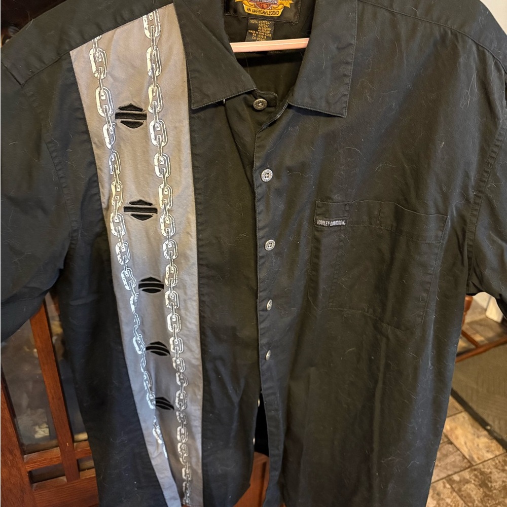 Harley-Davidson Black Shirt with Chain Accent
